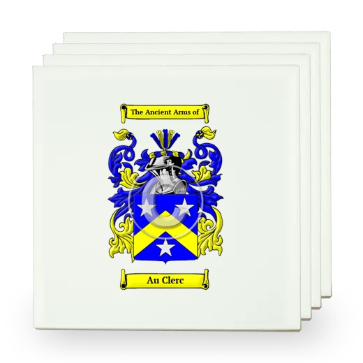 Au Clerc Set of Four Small Tiles with Coat of Arms